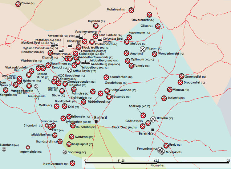 South Africa Mining Map