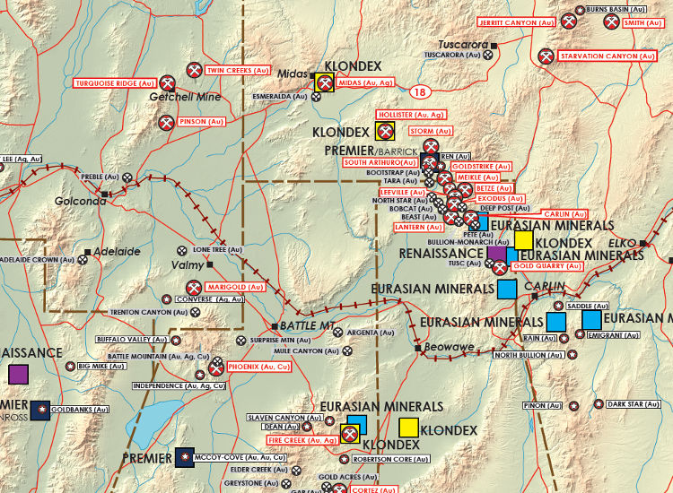 Mines In Nevada Map